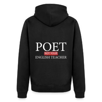 Poet, Not Your English Teacher - Poet Poetry - Veste à capuche bio Premium Unisexe - noir - Dos - Nico (187cm)
