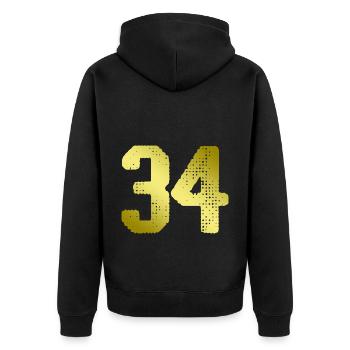 Maillot 34 Numéro - Veste à capuche bio Premium Unisexe - noir - Dos - Nico (187cm)
