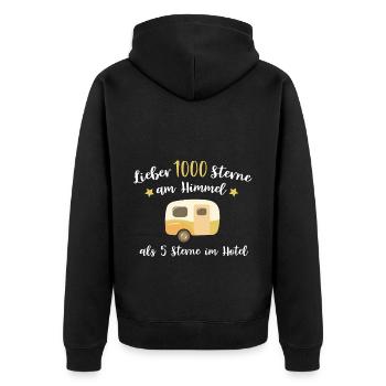 Wohnwagen sterne spruch camping camper Caravan - Unisex Premium Bio Zip Hoodie - Schwarz - Hinten - Nico (187cm)