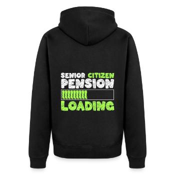 Rentner Ruhe Senior - Unisex Premium Bio Zip Hoodie - Schwarz - Hinten - Nico (187cm)