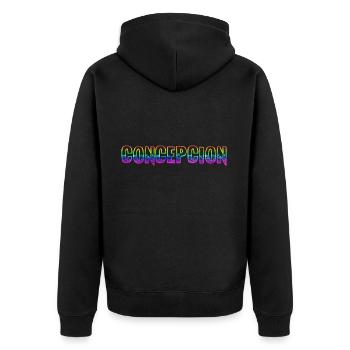 Concepcion RS Rainbow - Unisex Premium Organic Zip Hoodie - black - Back - Nico (187cm)