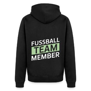 Fussball Team - Unisex Premium Bio Zip Hoodie - Schwarz - Hinten - Nico (187cm)