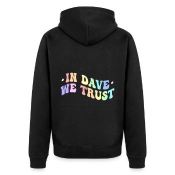 In Dave We Trust - Unisex Premium Organic Zip Hoodie - black - Back - Nico (187cm)