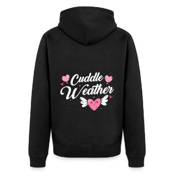 Liebe Umarmung Kinder - Unisex Premium Bio Zip Hoodie - Schwarz - Hinten - Nico (187cm)