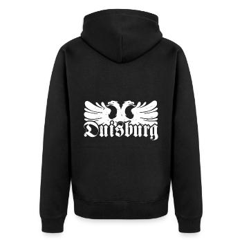 Duisburg Stadt Industrie Kohle Ruhrpott - Unisex Premium Bio Zip Hoodie - Schwarz - Hinten - Nico (187cm)