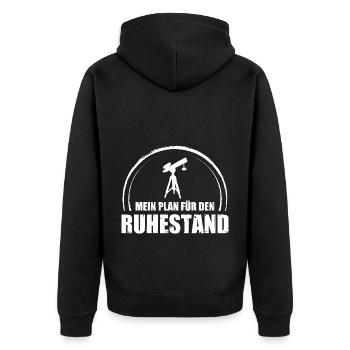 Mein Plan Für Den Ruhestand - Astronomie - - Unisex Premium Bio Zip Hoodie - Schwarz - Hinten - Nico (187cm)