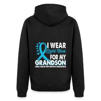 Wear light blue for the grandchild month of the - Unisex Premium Organic Zip Hoodie - black - Back - Nico (187cm)