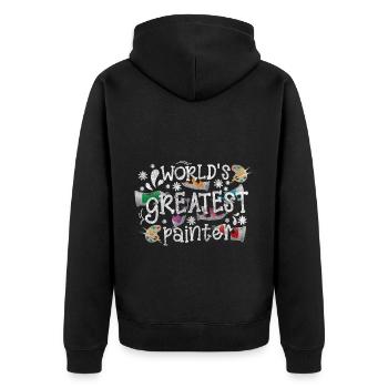 Artist Painting Brush Craft - Unisex Premium Organic Zip Hoodie - black - Back - Nico (187cm)