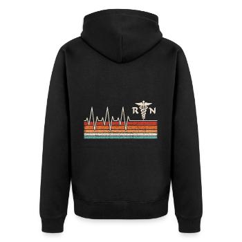 Krankenschwester Herzschlag - Unisex Premium Bio Zip Hoodie - Schwarz - Hinten - Nico (187cm)