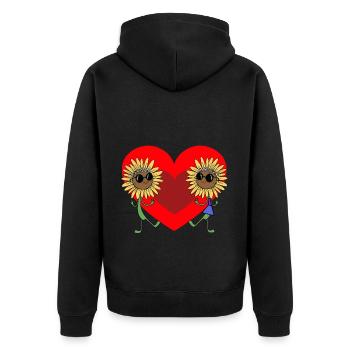 Sommer Sonnenblume Blume Garten Liebe Flora Paar - Unisex Premium Bio Zip Hoodie - Schwarz - Hinten - Nico (187cm)