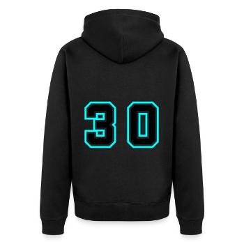 Symbole de 30 chiffres - Veste à capuche bio Premium Unisexe - noir - Dos - Nico (187cm)