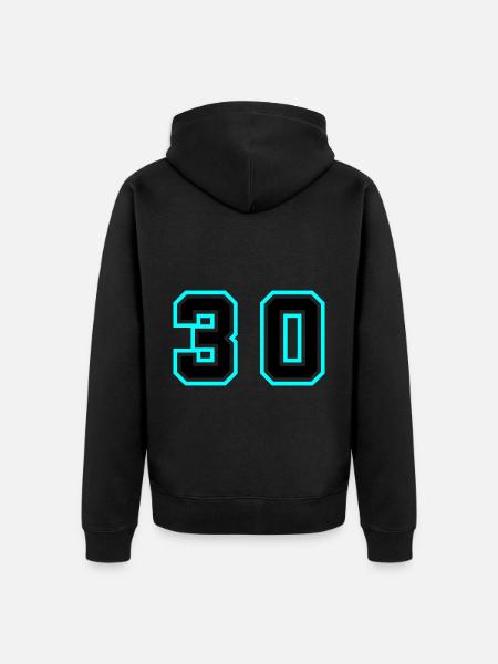 30 number symbol - Unisex Premium Organic Zip Hoodie - black