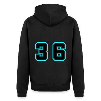 36 Number Symbol - Unisex Premium Organic Zip Hoodie - black - Back - Nico (187cm)