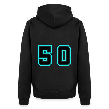 51 Zahl Symbol - Unisex Premium Bio Zip Hoodie - Schwarz - Hinten - Nico (187cm)