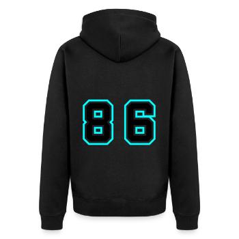 86 Number Symbol - Unisex Premium Organic Zip Hoodie - black - Back - Nico (187cm)