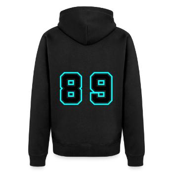 89 Number Symbol - Unisex Premium Organic Zip Hoodie - black - Back - Nico (187cm)