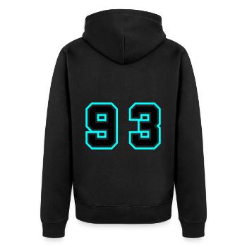 93 Number Symbol - Unisex Premium Organic Zip Hoodie - black - Back - Nico (187cm)