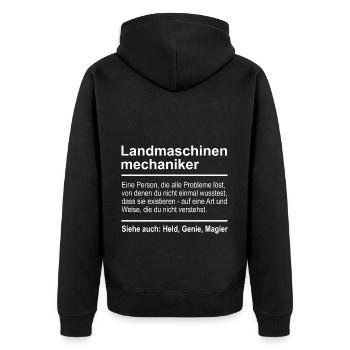 Agricultural machinery mechanic - Unisex Premium Organic Zip Hoodie - black - Back - Nico (187cm)