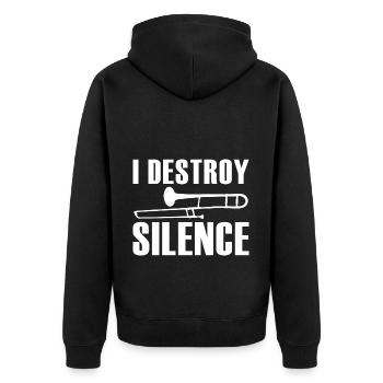 Posaune - Unisex Premium Bio Zip Hoodie - Schwarz - Hinten - Nico (187cm)