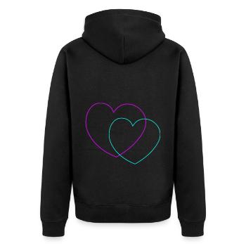 Herz Herzen Liebe Partner Partnerschaft Paar - Unisex Premium Bio Zip Hoodie - Schwarz - Hinten - Nico (187cm)