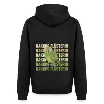 Kakapo Flüsterin Retro Papagei - Unisex Premium Bio Zip Hoodie - Schwarz - Hinten - Nico (187cm)