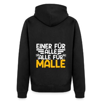 Malle Spruch Mallorca Party Geschenkidee - Unisex Premium Bio Zip Hoodie - Schwarz - Hinten - Nico (187cm)