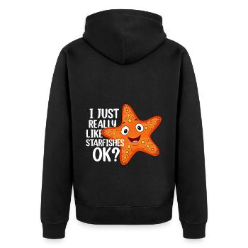 Seestern - Unisex Premium Bio Zip Hoodie - Schwarz - Hinten - Nico (187cm)