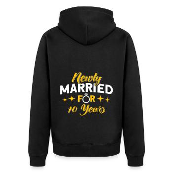 10th Wedding Anniversary Couple Design 10 Years of Marriage - Unisex Premium Organic Zip Hoodie - black - Back - Nico (187cm)