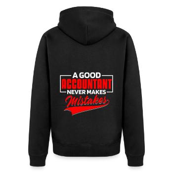 Ein guter Buchhalter macht keine Fehler - Unisex Premium Bio Zip Hoodie - Schwarz - Hinten - Nico (187cm)