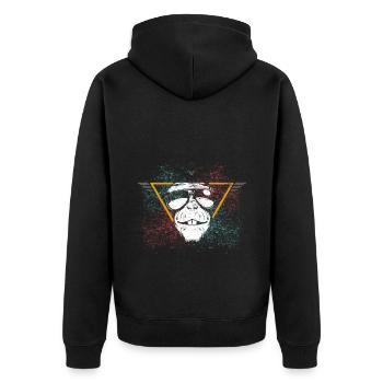 Lustiges Affe Schimpanse DNA - Unisex Premium Bio Zip Hoodie - Schwarz - Hinten - Nico (187cm)