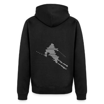 Skifahren - (23) - Unisex Premium Bio Zip Hoodie - Schwarz - Hinten - Nico (187cm)
