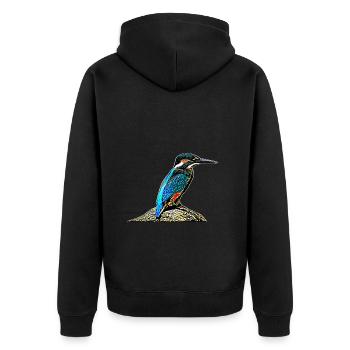 Eisvogel - Unisex Premium Bio Zip Hoodie - Schwarz - Hinten - Nico (187cm)