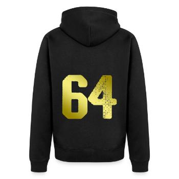 maillot numéro 64 - Veste à capuche bio Premium Unisexe - noir - Dos - Nico (187cm)