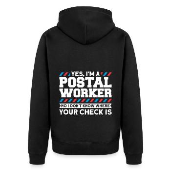 Postbote Briefträger Brief Paketdienst Geschenk - Unisex Premium Bio Zip Hoodie - Schwarz - Hinten - Nico (187cm)