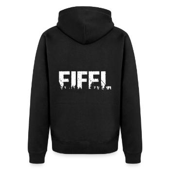 Eifel Wald Wandern - Unisex Premium Bio Zip Hoodie - Schwarz - Hinten - Nico (187cm)
