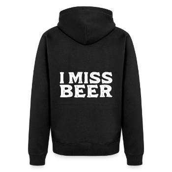 I Miss Beer 3 - Unisex Premium Organic Zip Hoodie - black - Back - Nico (187cm)