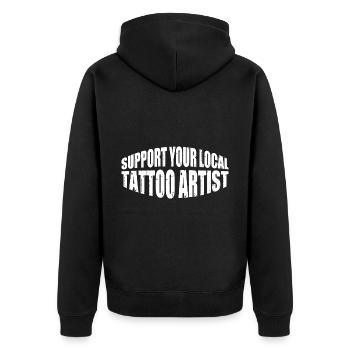 Support Your Local Tattoo Artist 4 - Unisex Premium Bio Zip Hoodie - Schwarz - Hinten - Nico (187cm)