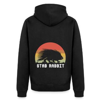Stab Kaninchen Stachelschwein Wildlife - Unisex Premium Bio Zip Hoodie - Schwarz - Hinten - Nico (187cm)