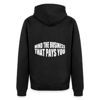 Attention à l’entreprise qui vous paie 41 - Veste à capuche bio Premium Unisexe - noir - Dos - Nico (187cm)