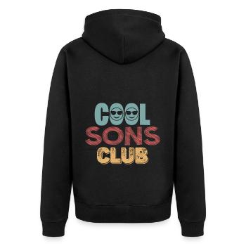 Cool Sons Club Groovy Retro Dad Mom Father's Day - Unisex Premium Organic Zip Hoodie - black - Back - Nico (187cm)