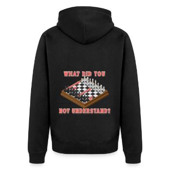 Qu’est-ce que vous n’avez pas compris ? Coups d’échecs - Veste à capuche bio Premium Unisexe - noir - Dos - Nico (187cm)