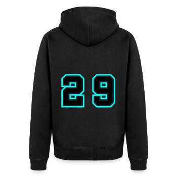29 Zahl symbol - Unisex Premium Bio Zip Hoodie - Schwarz - Hinten - Nico (187cm)