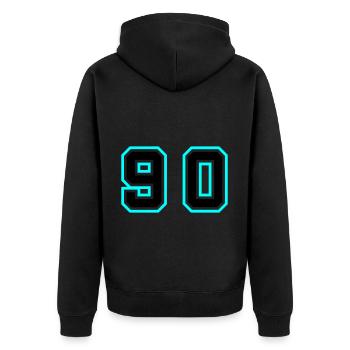 90 Zahl Symbol - Unisex Premium Bio Zip Hoodie - Schwarz - Hinten - Nico (187cm)