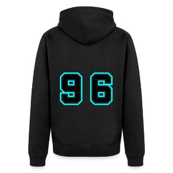 96 Symbole numérique - Veste à capuche bio Premium Unisexe - noir - Dos - Nico (187cm)