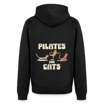 Pilates and Cats Relaxation Motif - Unisex Premium Organic Zip Hoodie - black - Back - Nico (187cm)