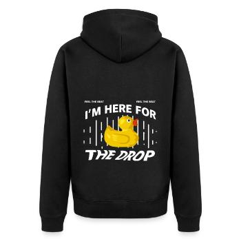 I'm here for the drop music ducks - Unisex Premium Organic Zip Hoodie - black - Back - Nico (187cm)