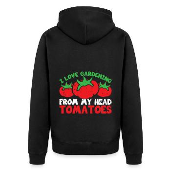 Tomate - Unisex Premium Bio Zip Hoodie - Schwarz - Hinten - Nico (187cm)