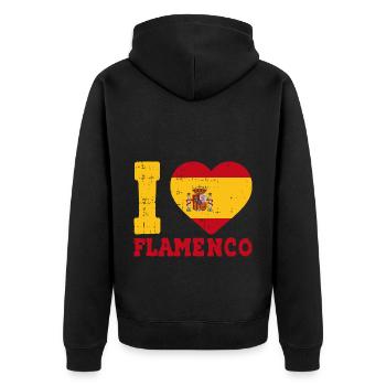 Flamenco - Unisex Premium Bio Zip Hoodie - Schwarz - Hinten - Nico (187cm)