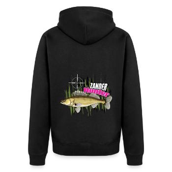 Walleye hunter - Unisex Premium Organic Zip Hoodie - black - Back - Nico (187cm)