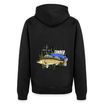 Walleye hunter - Unisex Premium Organic Zip Hoodie - black - Back - Nico (187cm)